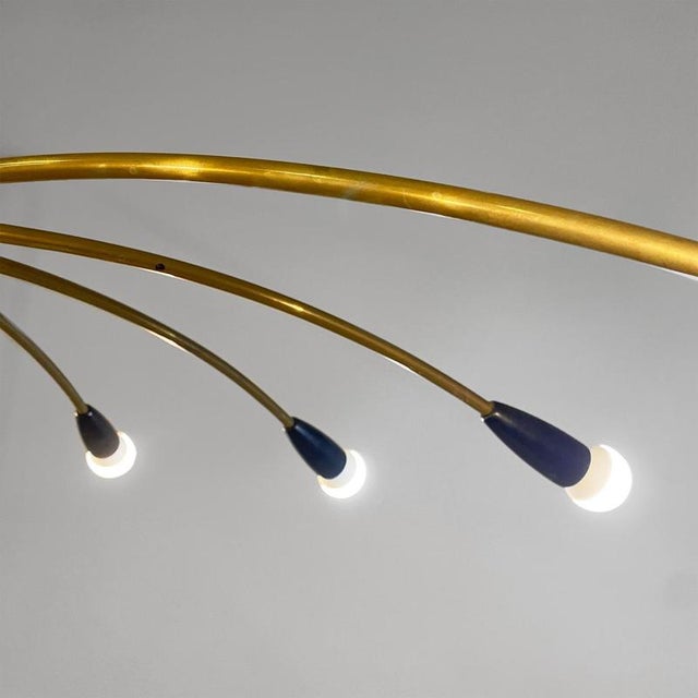 Mid-Century Italian Modern Ten Lights Brass Sputnik Chandelier, 1950s For Sale - Image 9 of 17