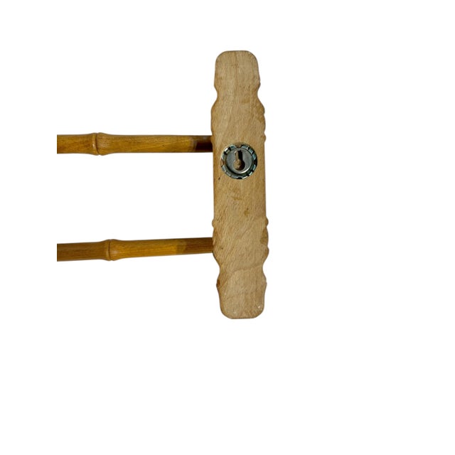 Vintage French Provincial Faux Bamboo Carved Wood Double Towel Rack For Sale - Image 14 of 17