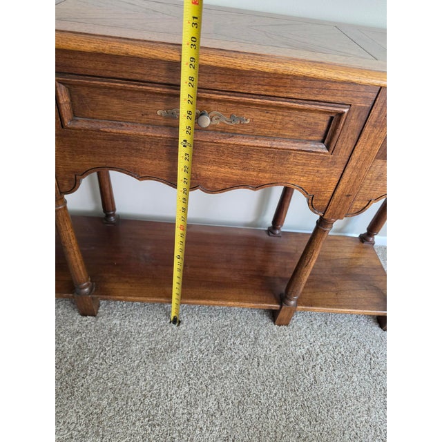 Wood 1950s Herman Couch Console Table Solid Oak Three Drawers No Mirror For Sale - Image 7 of 8