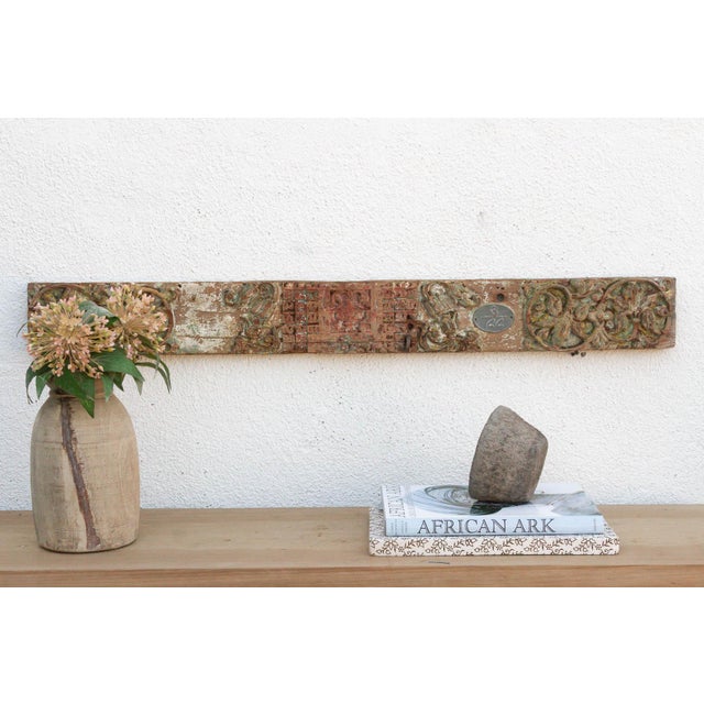 Antique Indo-French Painted Carved Lintel For Sale - Image 9 of 9