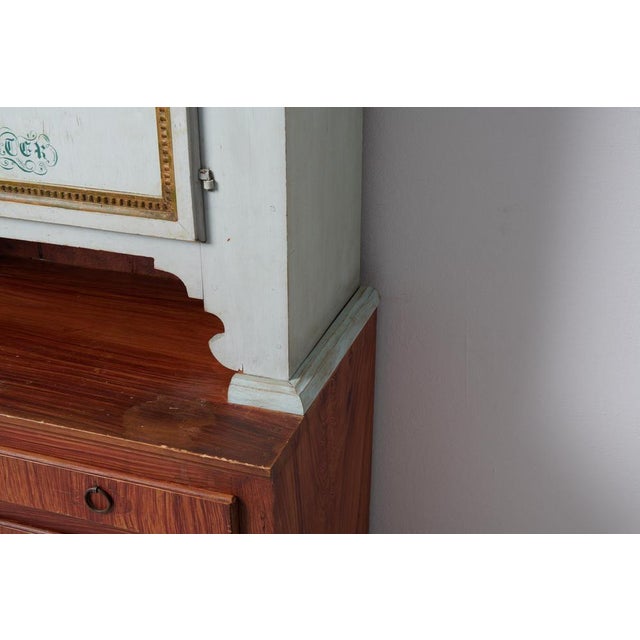 Antique Northern Swedish Tall Pine Rococo Country Cabinet For Sale - Image 16 of 18