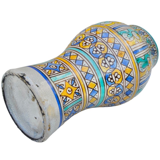 Early 20th Century Handmade Orange & Turquoise Moroccan Ceramic Vase For Sale - Image 11 of 12