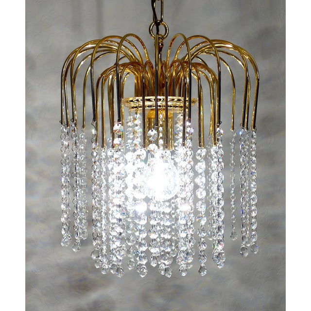 Brass and Lead Crystal Chandelier from Joska Bodenmais, 1970s For Sale - Image 9 of 11