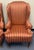 Late 20th Century Striped Upholstered Wingback Chairs- A Pair For Sale - Image 4 of 12