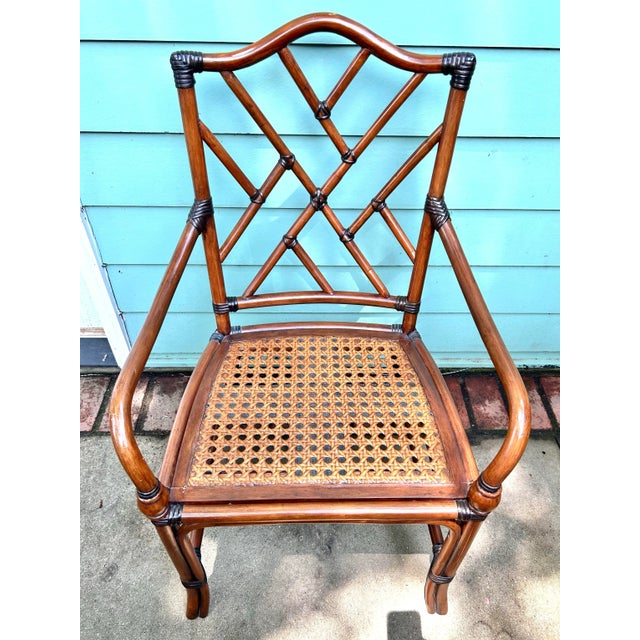 Pair of 1980s Chinese Chippendale Faux Bamboo Armchairs With Cane Seats For Sale - Image 10 of 14