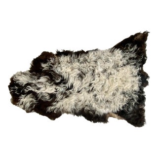 Natural Spanish Curly Sheepskin Throw Rug Hide For Sale