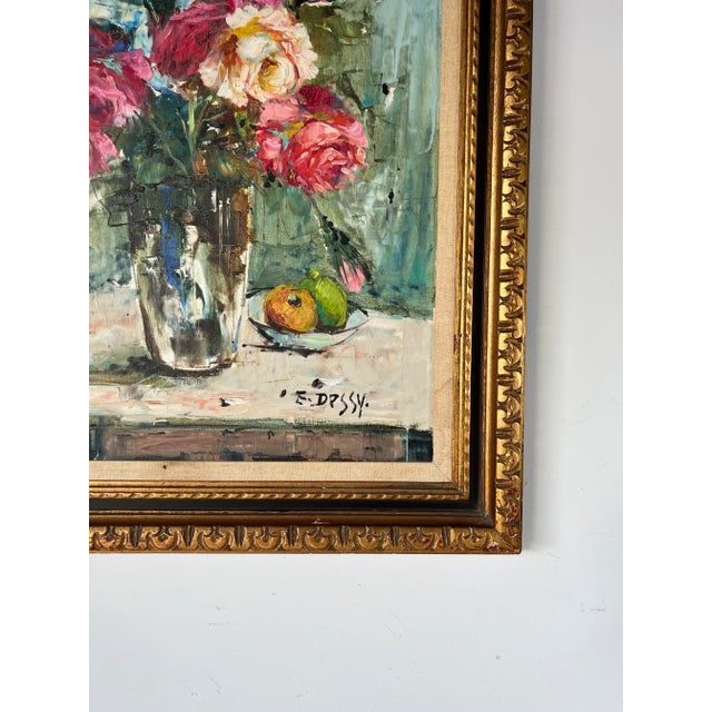Italian E. Dessey " Roses " Still Life Oil Painting , Framed For Sale In Miami - Image 6 of 13