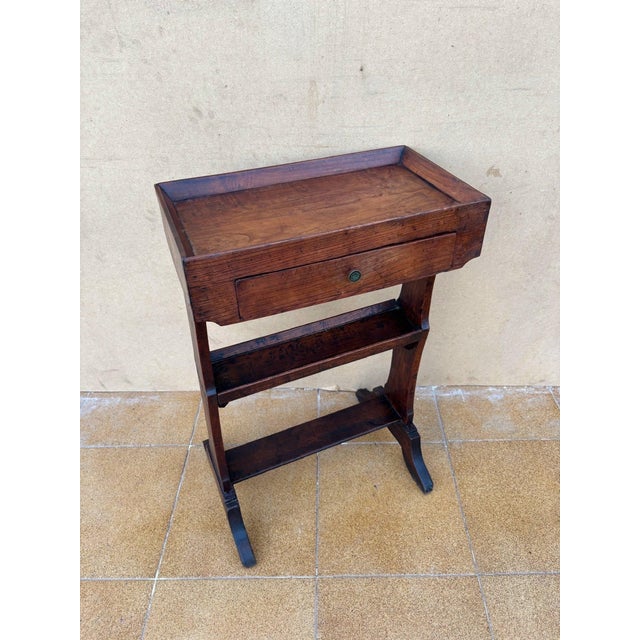 1960s Spanish Rustic Chestnut Side Table with Drawer, 20th Century For Sale - Image 5 of 9