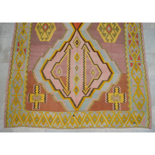 1960s Vintage Rug, Handmade Large Runner, Turkish Kilim Rug - 6′6″ X 14′8″ For Sale - Image 10 of 11