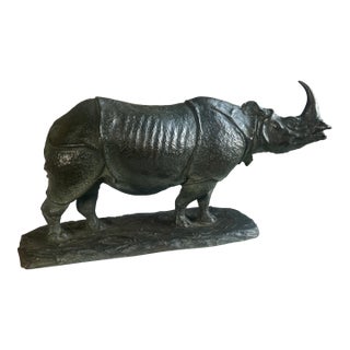 1920s Bronze Sculpture of Rhinoceros by r.h. Rockwell For Sale