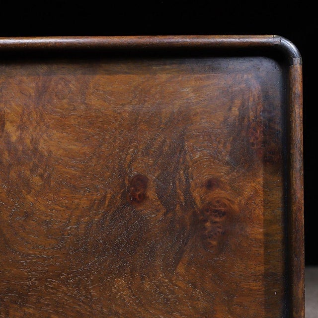 Brown Huali Rosewood Burl Wood Tray With Brass Corners For Sale - Image 8 of 10