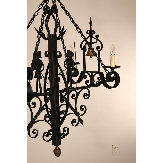 Quality Hand Forged Spanish Revival Wrought Iron Chandelier For Sale - Image 15 of 18