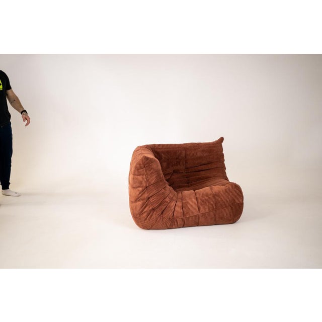Togo Living Room Set in Velvet Blue by Michel Ducaroy for Ligne Roset, 1979, Set of 5 For Sale - Image 3 of 14