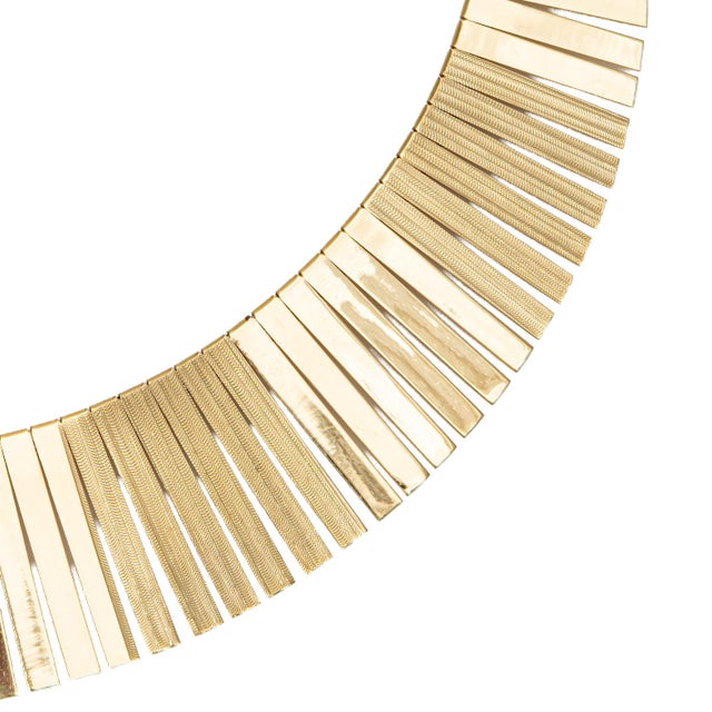 Vintage Cleopatra Collar Necklace 14k Yellow Gold 16" Fringe Choker Jewelry For Sale - Image 4 of 4