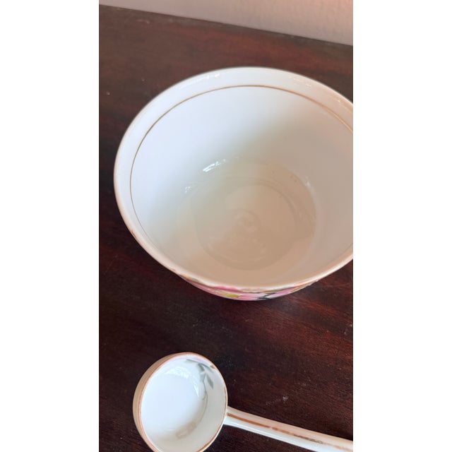 Noritake Antique, Early 20th Century Noritake Japan Azalea Porcelain Mayonnaise Dish With Nippon Ladle For Sale - Image 4 of 10