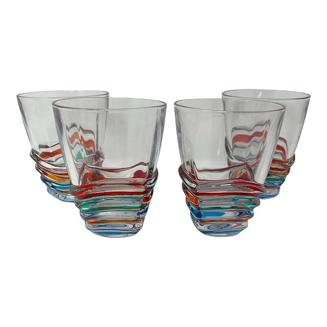 Set of 4 Venetian Glasses For Sale
