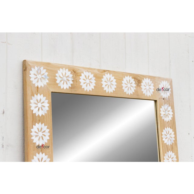 Wood Modern Farmhouse Inlay Blossom Mirror For Sale - Image 7 of 10