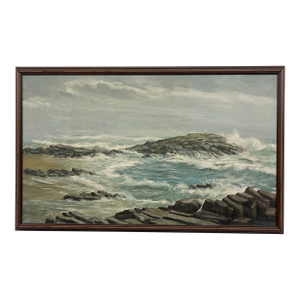 Vintage 1965 Seascape Painting by R. Hasenfus