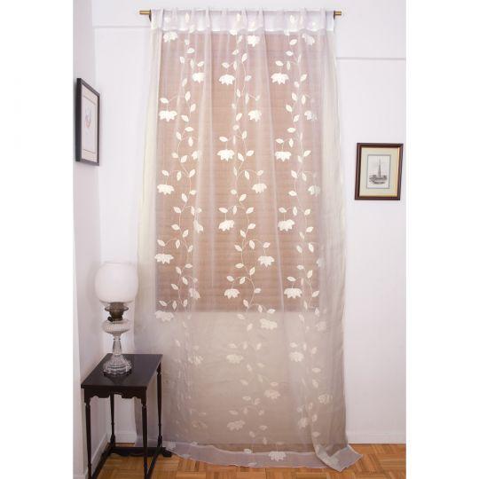 Textile Liana 54" X 96" White Applique Curtain For Sale - Image 7 of 8