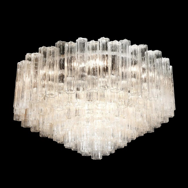 Mid-Century Modern 1970s Mid-Century Modernist Seven Tier Tronchi Chandelier in Transparent Murano Glass For Sale - Image 3 of 13