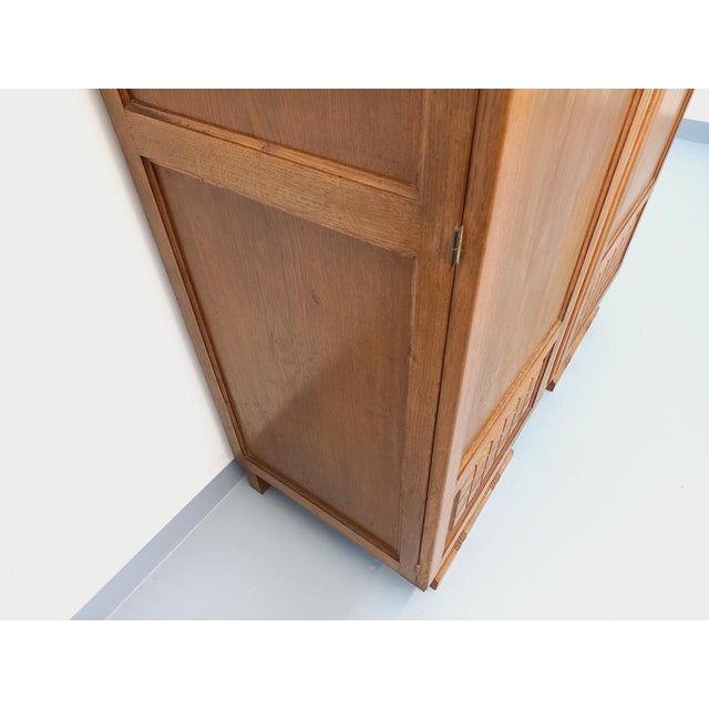 Tan Vintage Art Deco Style Wardrobe in Oak, 1950s For Sale - Image 8 of 15