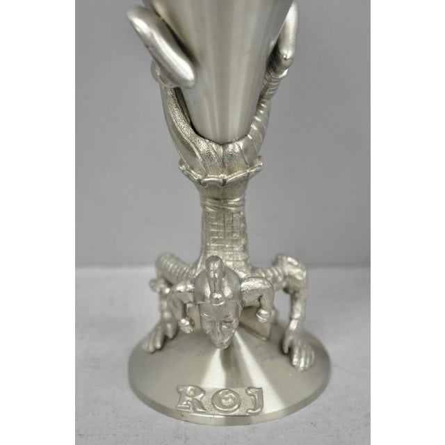 Traditional Vintage Royal Order of Jesters Figural Pewter Metal Award Renaissance Goblet For Sale - Image 3 of 14