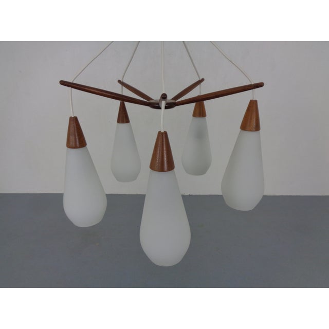 Danish Teak and Glass Spider Ceiling Lamp, Denmark, 1960s For Sale - Image 4 of 17