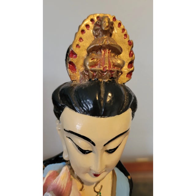 Pair of Asian Hand Painted Emperor and Empress Figurines For Sale - Image 9 of 12