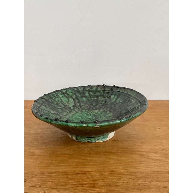 Medium Vintage Moroccan Tamegrout "Zlafa" Glazed Terra Cotta Bowl For Sale - Image 4 of 6