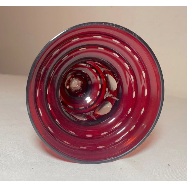 1920s High Quality Handmade Moser Cut to Clear Ruby Red Crystal Glass Etched Vase For Sale - Image 13 of 14