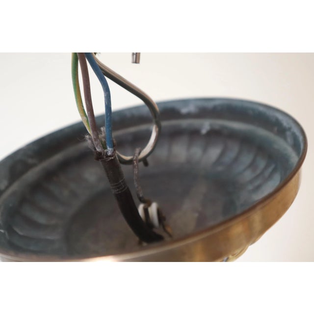 Art Nouveau Hanging Lamp in White Glass and Brass, 1920 For Sale - Image 13 of 18