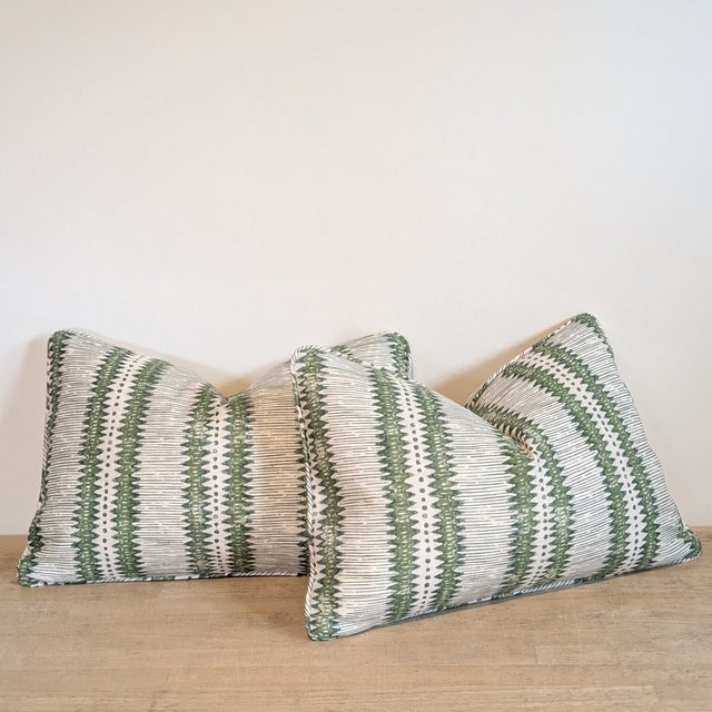 Tribal Rapture & Wright Tribal Stripe Lumbars in Green For Sale - Image 3 of 8