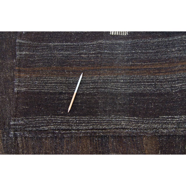 1960s Vintage Dark Brown Handwoven KIlim For Sale - Image 10 of 11
