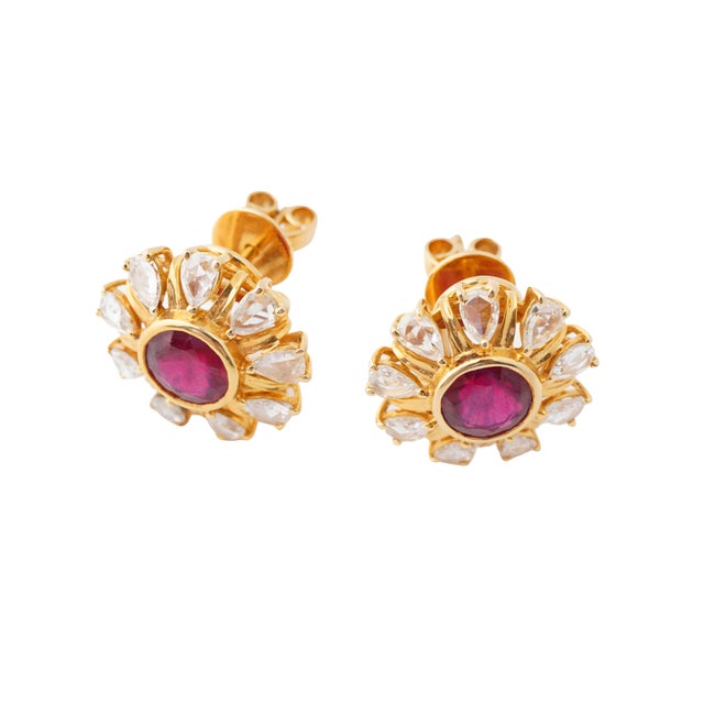 Natural ruby 4.80cts & diamond 1.75cts earring in 18k gold For Sale - Image 4 of 18