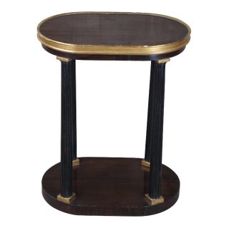 Late 20th Century Dessin Fournir French Empire Style Mahogany Ebonized Gold Leaf Romney Side Table For Sale
