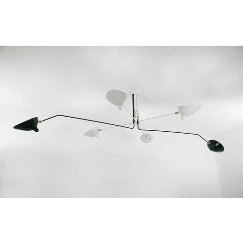Black and White Six Rotating Arms Ceiling Lamp by Serge Mouille For Sale - Image 3 of 10