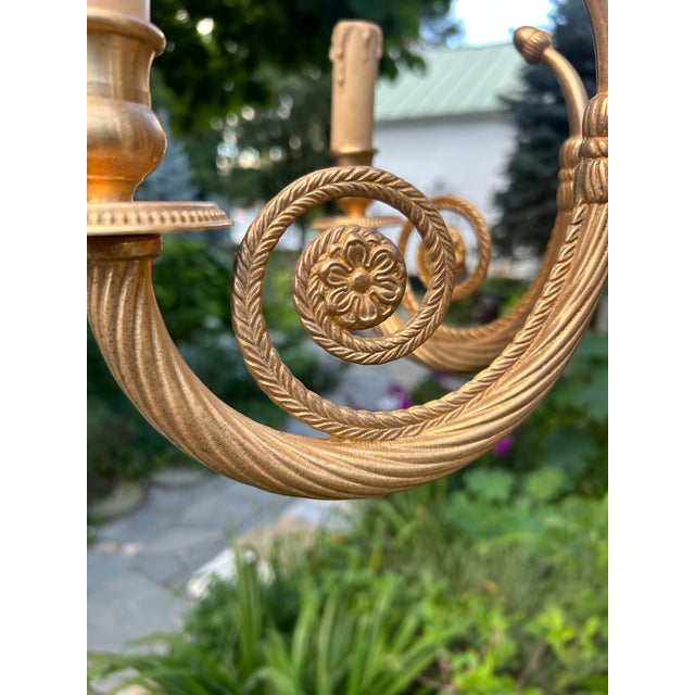 French Mid 20th Century French Louis XVI Style 6-Light Mixed-Metal Chandelier - Newly Rewired For Sale - Image 3 of 12