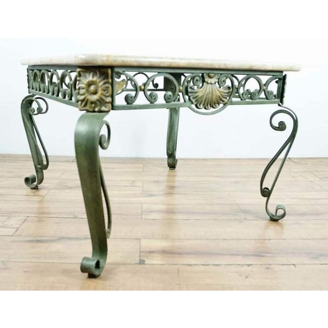 Shabby Chic Marble Wrought Iron and Glass Top Coffee Table Chairish