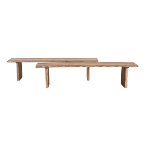 Pair of Teak Mother of Pearl Inlay Benches