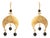 Mystic Moon Onyx Dangle Gold Earrings, A Pair For Sale