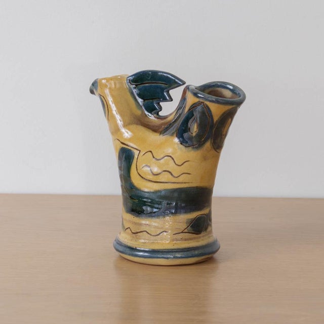 Yellow 1950s French Ceramic Rooster Vase For Sale - Image 8 of 11