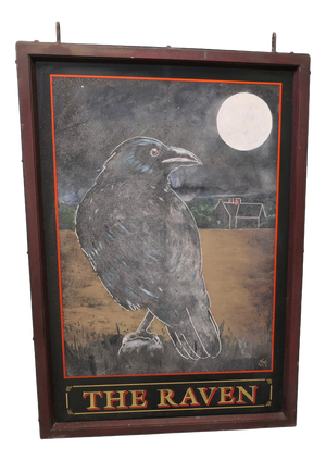 Wooden and Iron Framed The Raven Pub Sign, 1930s