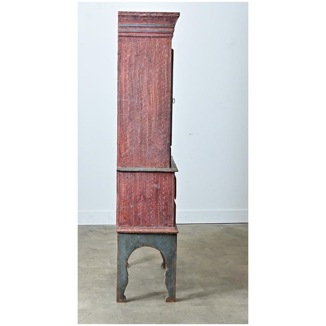 Swedish 18th Century Painted Cabinet on Stand For Sale - Image 4 of 12