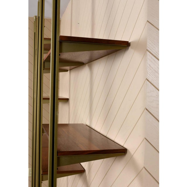 Wood George Nelson Mid-Century Modern Tension Pole Omni Wall Shelving Unit Emerald Gold For Sale - Image 7 of 18