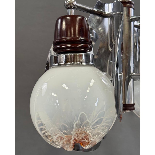 Wood Murano Glass Chandelier from Mazzega, 1970s For Sale - Image 7 of 11
