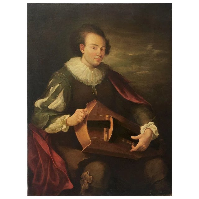 The Musician, Neapolitan School, 1800s, Baroque, Oil on Canvas For Sale - Image 7 of 7