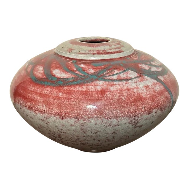 Vintage 1980’s American Contemporary Style Gary Kosmas Art Pottery Clay Rotund Vase For Sale