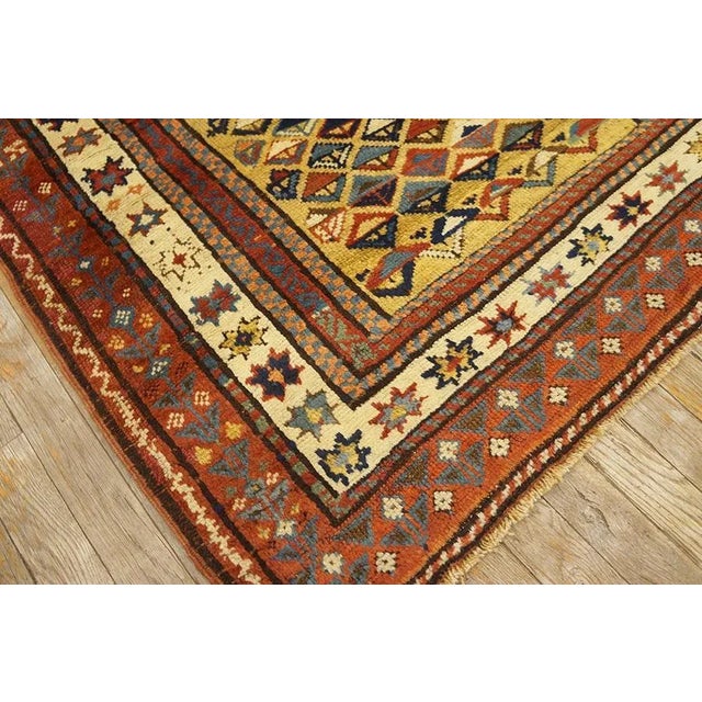 1880s Goldenord Diamond Tribal Antique S. Caucasian Carpet 3'6'' X 8'9'' Knotted Wool Runner Rug For Sale - Image 11 of 12