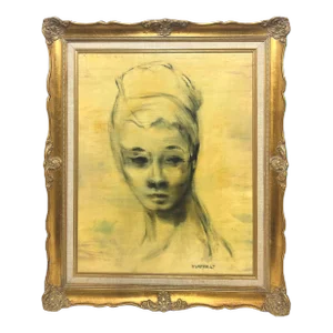 Stunning Mid Century Original Painting of Woman