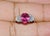 Red Late 20th Century Gia 4.47Cts No-Heat Mozambique Ruby & D Vvs2 Heart Diamond Platinum Three Stone Ring, Size 6 For Sale - Image 8 of 18